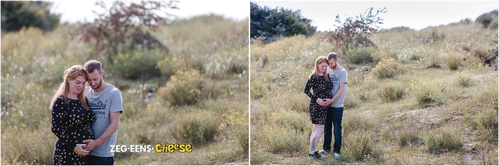 Zwangerschapsfotoshoot strand en industrie